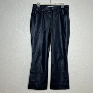 MM LaFleur Women's The Archie Pant Vegan Leather Black Bootcut Cropped Size 10